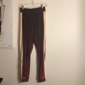 Maroon Velvet Joggers from Urban Outfitters